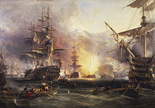 The Bombardment of Algiers, which Euphrates missed after her captain failed to pass on despatches about it Bombardment of Algiers 1816 by Chambers.jpg