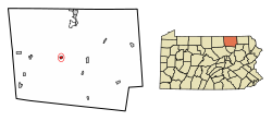 Locatie van Burlington in Bradford County, Pennsylvania.