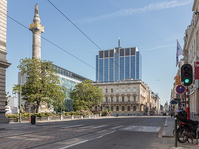 The Congress Column and the Finance Tower seen from the Rue Royale/Koningsstraat