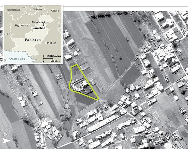 Aerial view of Osama bin Laden's compound in the Pakistani city of Abbottabad made by the CIA.