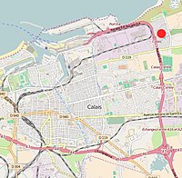 Location of the N216. The Calais Jungle is highlighted in red. Calais jungle location.jpg