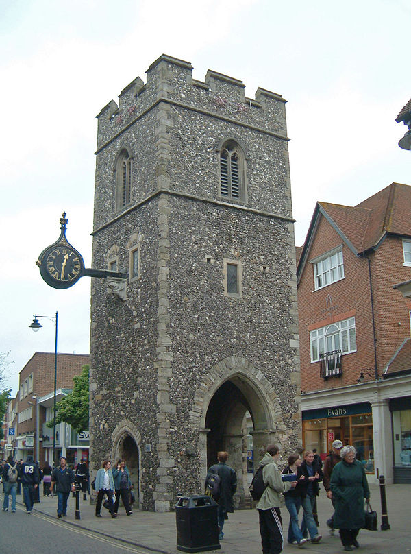 Marlowe was christened at St George's Church, Canterbury. The tower, shown here, is all that survived destruction during the Baedeker air raids of 194