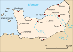 Fronteras históricas de Normandía en el noroeste de Francia y las Islas del Canal