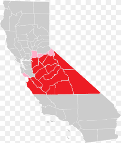 Map of counties that overlap Central California