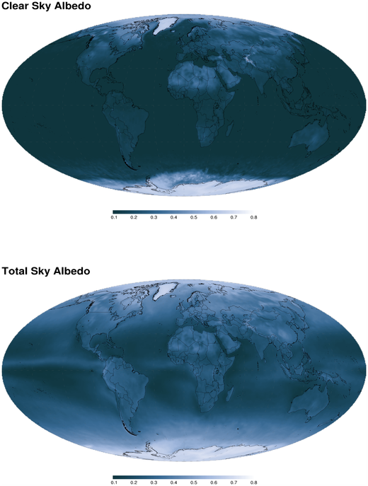 2003–2004 mean annual clear-sky and total-sky albedo
