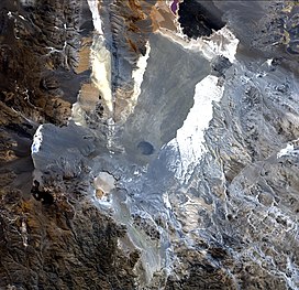 Optical satellite image of Cerro Blanco caldera and the Piedra Pomez ignimbrite