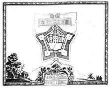 Plan of fortified Krzyztopor Palace, built by Wawrzyniec Senes (1621-1644), Polish-style mannerism, Ujazd Dahlbergh Krzyztopor.jpg