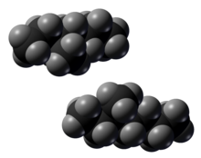 Spacefill model of 3-methylheptane (R and S)