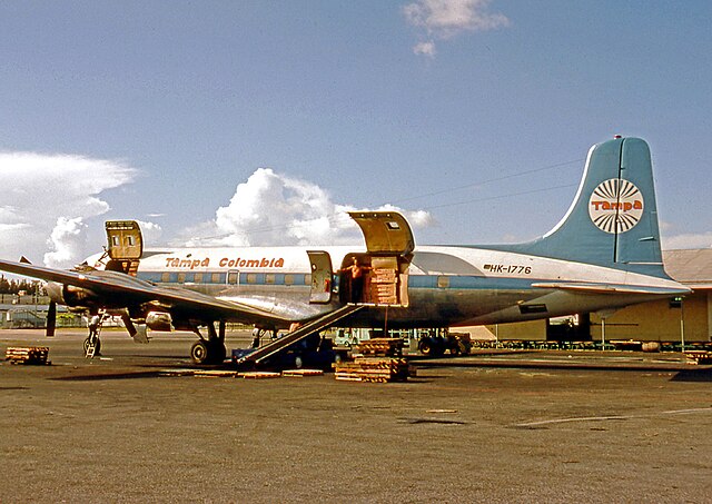 A Tampa Cargo Douglas DC-6A at Miami International Airport in 1975