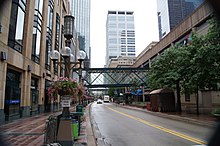 A skyway in Minneapolis located in the City Center and Gaviidae Common buildings.