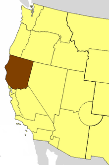 Umístění diecéze severní Kalifornie