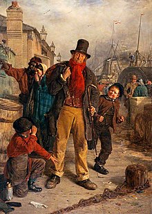 Erskine Nicol (1825-1904) - An Irish Emigrant Landing at Liverpool (Jim Blake Landing in Liverpool)