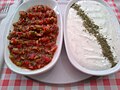 "Ezme" and "Haydari", two cold mezes/sauces