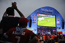 Broadcast on the big screen at Rio de Janeiro Fan Fest, 2014 FIFA Fan Fest Rio de Janeiro 13.jpg