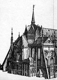 The Romanesque chevet of the cathedral, seen in 1671
