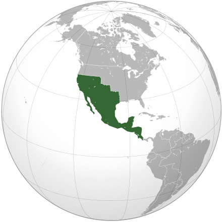 The First Mexican Empire at its territorial peak (1822–1823)