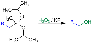 Fleming Tamao Oxidation Übersichtsreaktion V3.svg