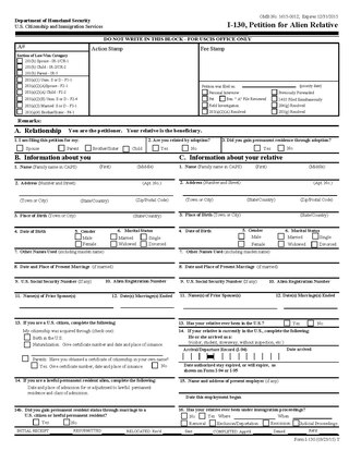 <span class="mw-page-title-main">Form I-130</span> American immigration document