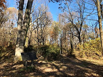 Looking towards Fort Marcy's ramparts, November 2020 Fort Marcy Park, November 2020.jpg