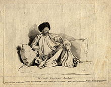 פרנסיס לווט (אנ'), נציג בכיר של חברת הלבנט באיסטנבול בשנים 1737–1750; צויר בתלבושת טורקית תקופתית בידי ז'אן-אטיין ליוטאר
