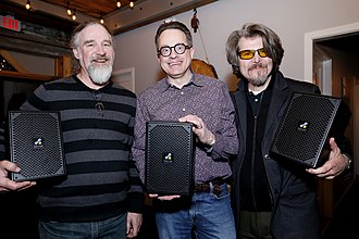 David Gunness, Stephen Siegel, and Chris Alfiero at Fulcrum Acoustic 10th Anniversary Party, 2018 Fulcrum Acoustic Founders.jpg