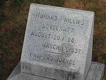 HP Lovecraft's tombstone marked "I Am Providence"