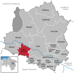 Läget för kommunen Hambühren i Landkreis Celle