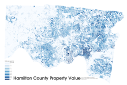 Hamilton County property value, dollars per square foot-2011