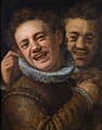 Two laughing men (double self-portrait) circa 1574 date QS:P,+1574-00-00T00:00:00Z/9,P1480,Q5727902 .