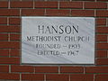 Hanson United Methodist Church cornerstone