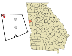 Location in Heard County and the state of Georgia