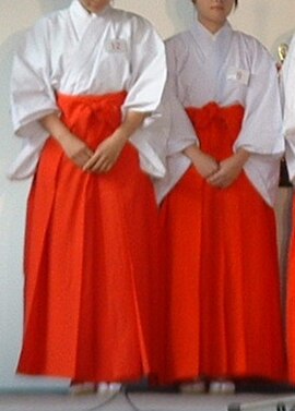 Two Miko wearing hakama