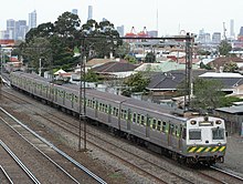 Hitachi suburban train in Middle Footscray, September 2006 Hitachi-train-42m-mfy.jpg