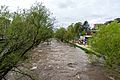 Hochwasser an der Dreisam am 17. April 2016, hier in der Innenstadt