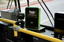 A Hop card reader inside a TriMet bus Hop Fastpass card reader inside a TriMet bus (2018).jpg