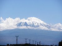 Vy över Ararat från Iğdır, Turkiet.