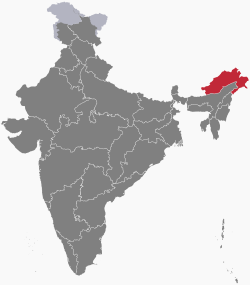 Arunachal Pradesh (red) and India (gray)