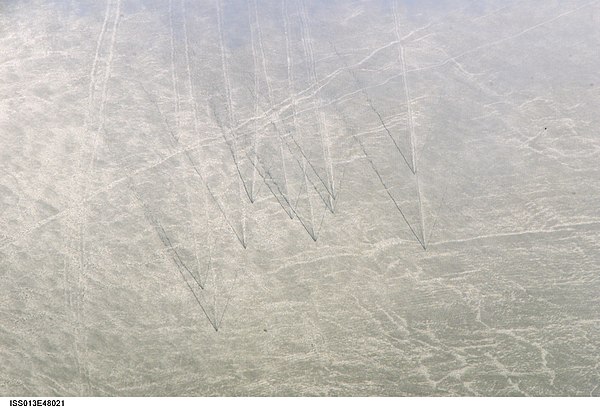 A boat race seen from the International Space Station, 2006