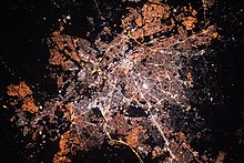 Aerial view of Greater Johannesburg at night in 2020 ISS063-E-34779 - View of South Africa.jpg