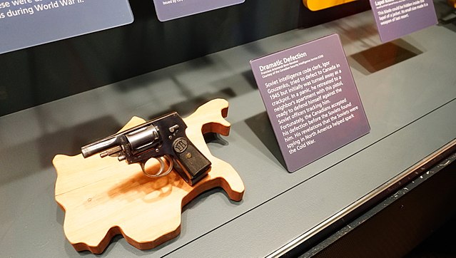 Igor Gouzenko's pistol, which he was carrying when hiding in his neighbour's apartment (exhibit of the International Spy Museum in Washington, DC)