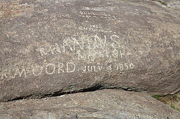 Names carved on Independence Rock, particularly of R. McCord in 1850