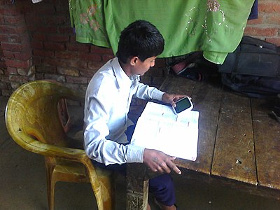 Indian student reading
