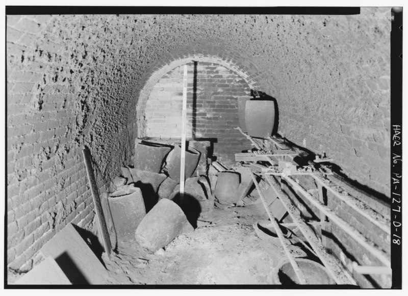 File:Interior of kiln from entrance, southwest to northeast with scale. - East Broad Top Railroad and Coal Company, Foundry, State Route 994, West of U.S. Route 522, Rockhill Furnace HAER PA,31-ROCFN,1D-18.tif