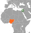 Location map for Israel and Nigeria.