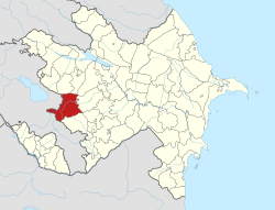 克尔巴贾尔区（红色）在阿塞拜疆地图中的位置