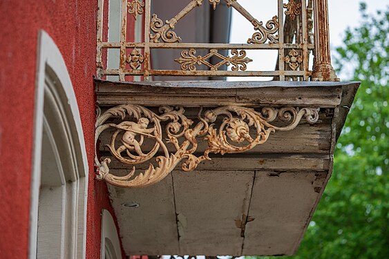 Detail of cast-iron balcony in Kirchberg an der Jagst, Germany