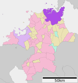 Situering van Kitakyushu in de prefectuur Fukuoka