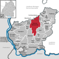 Elhelyezkedése Baden-Württemberg térképén