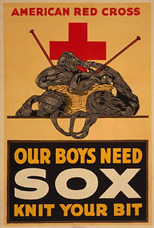 World War I poster encouraging people to knit socks for the troops Knityourbita.jpg