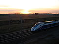 English: A TGV at the railway junction known as Crisenoy's, in Seine-et-Marne, France, on the LGV Sud-Est. Français : Un TGV à la bifurcation ferroviaire connue sous le nom de bifurcation de Crisenoy, en Seine-et-Marne, France, sur la LGV Sud-Est.